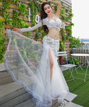 Dance posture belly dance show clothes 2021 New with rotator sleeves big dress Oriental dance set QC2998