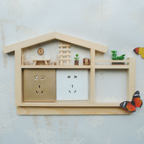 Socket decorative light switch wall sticker double protective cover home creative modern simple Nordic style solid wood customization