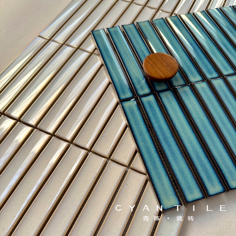 Bright Crescent-Shaped Mosaic Tiles for Bathroom, Strip-Shaped Wall Tiles for Guesthouses and Cafes, Special Tiles for Background Walls