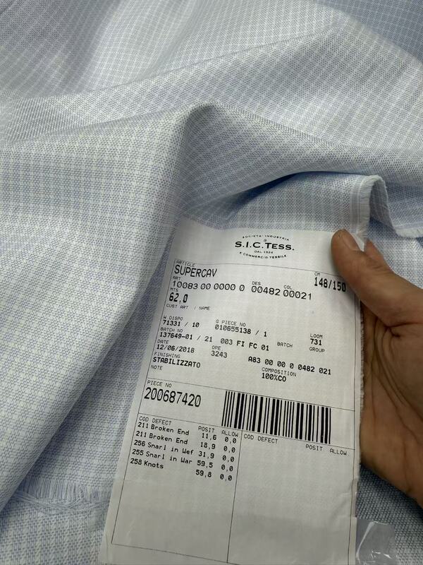 155 cm Width 1.2m g Imported Blue Small Checkered Clothing Fabric
