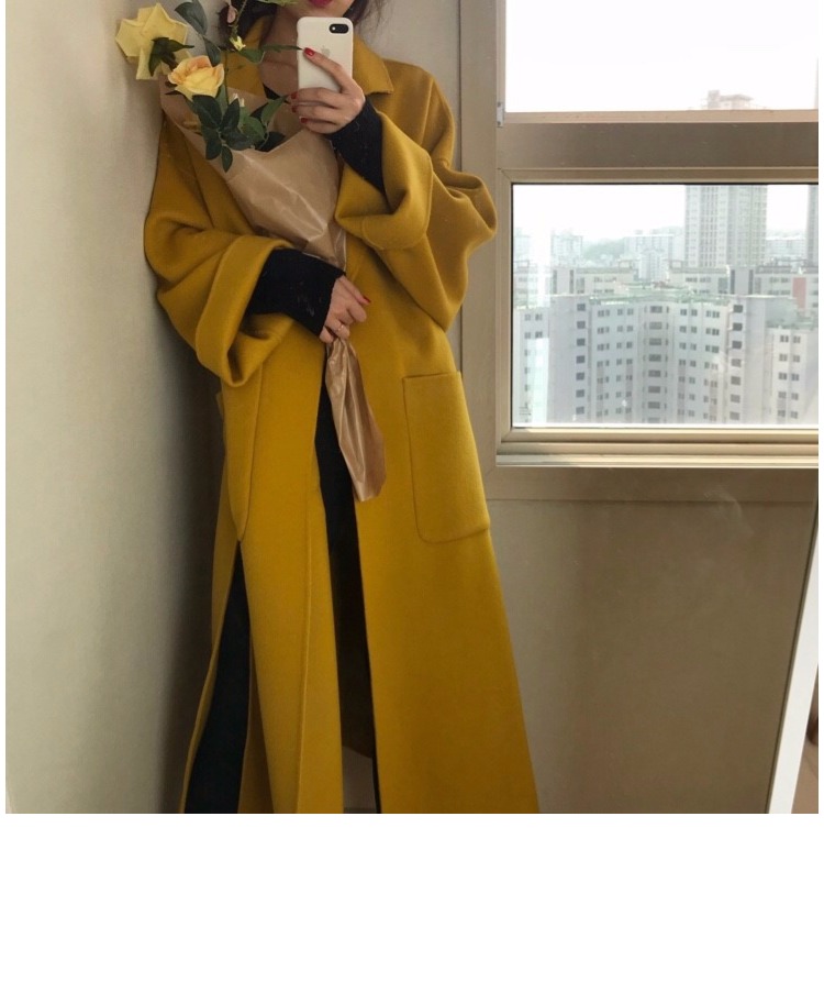 Hàn Quốc 2018 thu đông mới áo khoác sang trọng nữ dài phần eo băng bó hoang dã áo khoác len nữ áo khoác cardigan nam