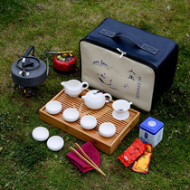 Outdoor travel tea set Kettle Cover Fitted Flat Steam Tank Furnace End Stove Coal Steamers Stove On-board Field Tea