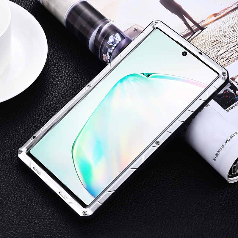 iMatch Water Resistant Shockproof Dust/Dirt/Snow-Proof Aluminum Metal Military Heavy Duty Armor Protection Case Cover for Samsung Galaxy Note 10 Plus & Samsung Galaxy Note 10