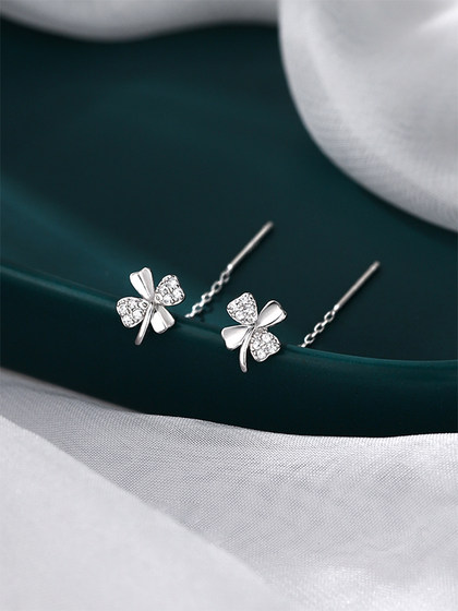 925 sterling silver four-leaf clover earrings 2022 new trendy women's earrings niche design earrings INS style fresh