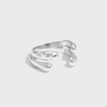 S925 sterling silver frosted double layer open ring for women