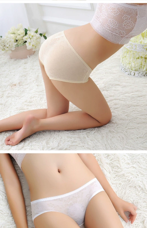 Sexy liền mạch băng lụa cotton đồ lót phụ nữ cám dỗ trong suốt eo thấp thoáng khí siêu mỏng quần xì nam