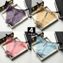 4 Gift Boxes Sexy Lace Transparent Teenage Pants Summer Transparent Seductive Pure Cotton Crotch Briefs TRIANGULAR PANTS