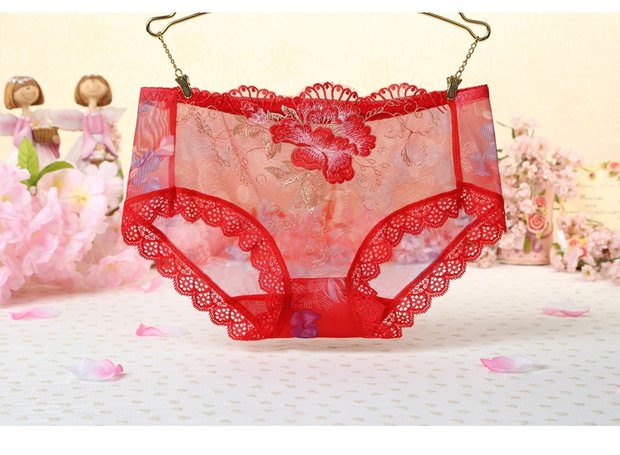 Quần lót ren nữ gợi cảm trong suốt phối cảnh lưới nữ thấp eo cotton tập tin nữ quần lót nóng quần cotton quần chip nữ đẹp