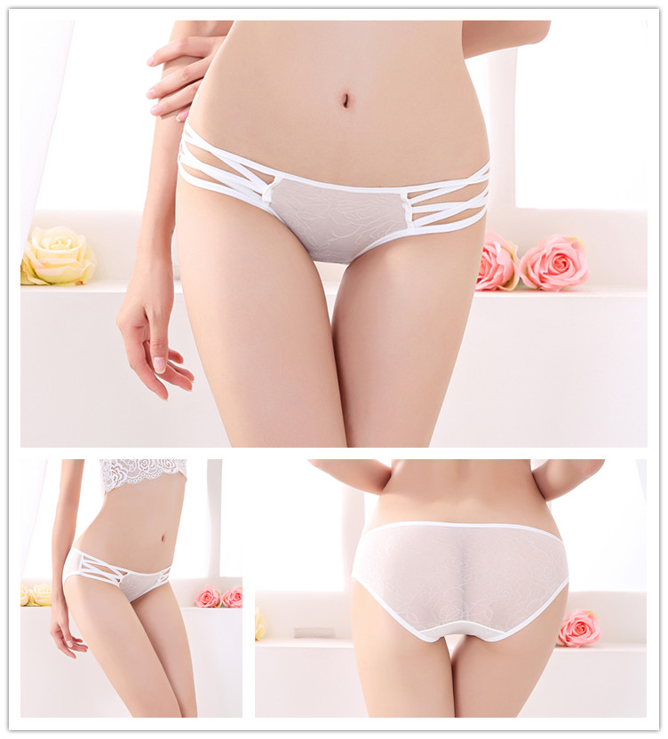 4 hộp quà tặng đen đồ lót sexy nữ trong suốt không có dấu vết thấp eo breathable ren vải cotton sương tóm tắt