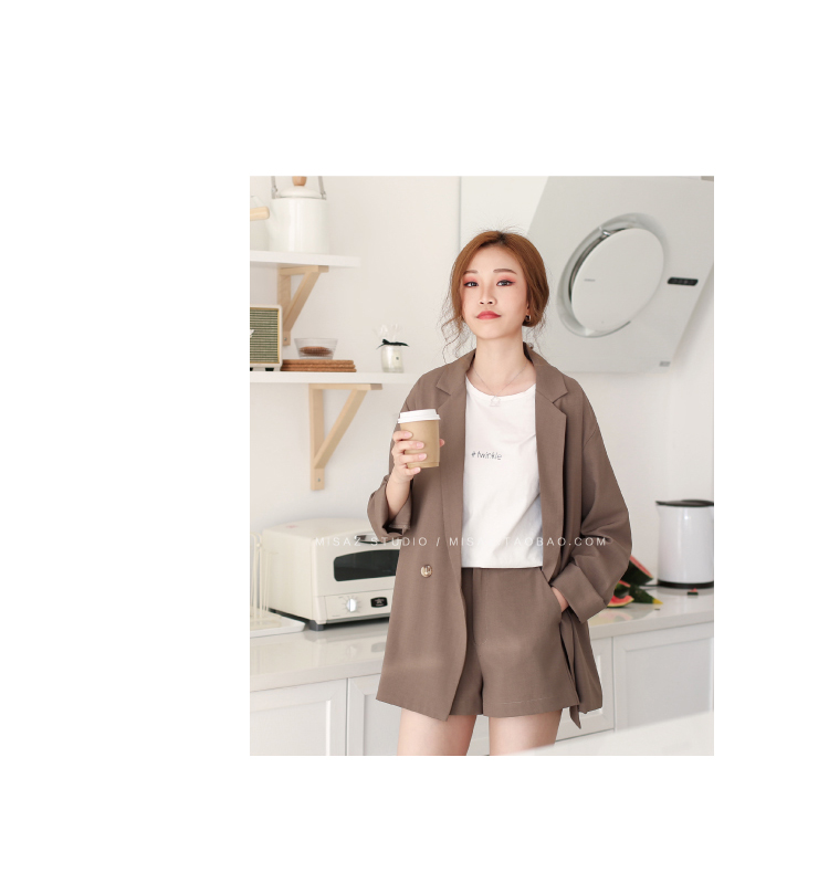 Misa tự chế chic retro giản dị phù hợp với áo khoác mùa xuân và mùa thu mỏng hai khóa khí chất hoang dã nhỏ các kiểu bộ vest nữ trẻ trung