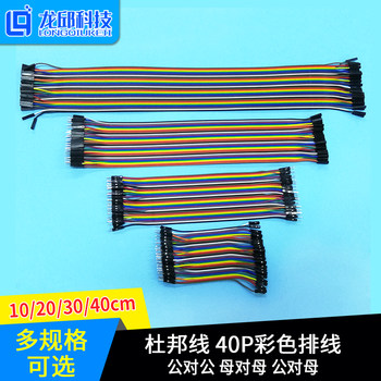 Double-Ended Dupont Cable 40P Colored Ribbon Cable Connector Male-To-Male, Female-To-Female, Male-To-Female 10/20/30/40cm