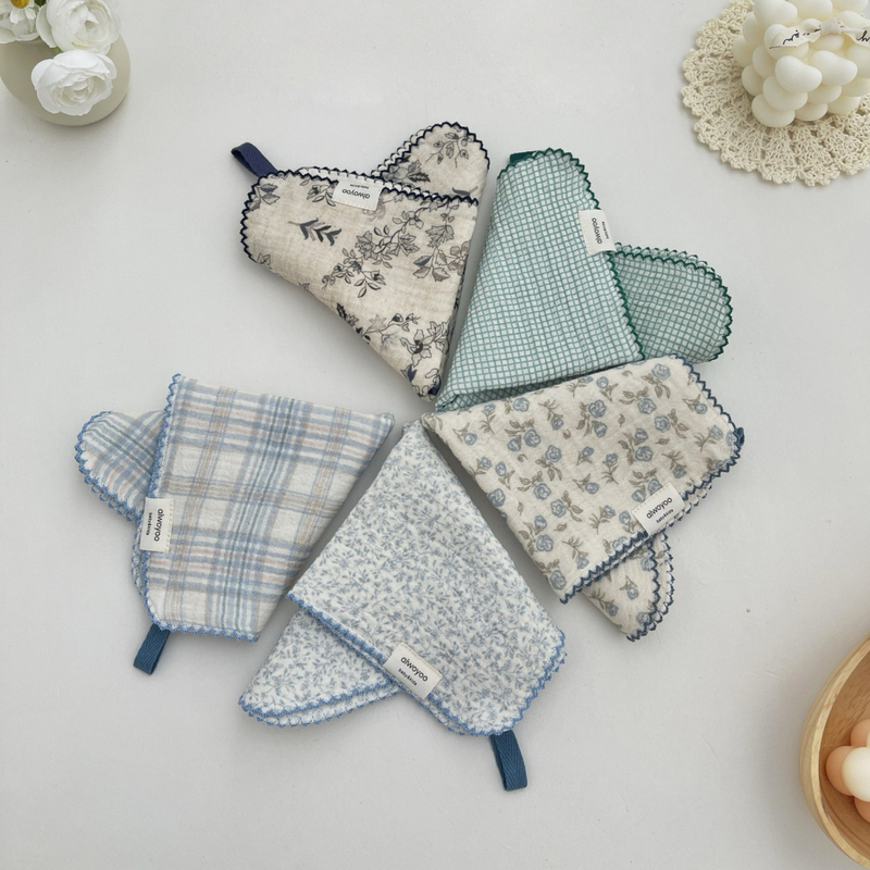 【Blue Jujube】Exported to Korea Floral Pure Cotton Gauze Baby Face Towel, Face Wipe, Square Towel, Handkerchief, Placemat 【Blue Jujube】Exported to Korea Floral Pure Cotton Gauze Baby Face Towel, Face Wipe, Square Towel, Handkerchief, Placemat