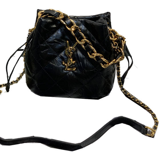 新款大菱格粗链条精致迷你水桶包牛皮小包单肩斜挎欧美字母潮流女