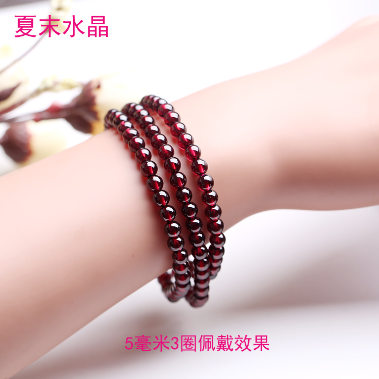 Tự nhiên rượu vang đỏ garnet vòng đeo tay nữ ba vòng tròn bốn vòng tròn 6A7A lớp red garnet bracelet multi-layer vòng tròn pha lê trang sức