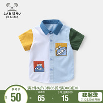 Rabbi Tree Boy Clothing Boy Short Sleeve Shirt 2021 Summer Male Childrens Baby Shirt Spelled Pure Cotton Thin blouse