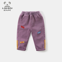  Price 79 (clearance)Childrens clothing Boys casual pants Baby thin velvet trousers Winter mens baby sports pants