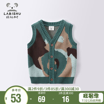 Selling price 85 Rabbi Tree Boy Clothing Boy Knit Waistcoat Spring Autumn Money Baby Pure Cotton Vest Baby Kan Shoulder cardio-hoodie