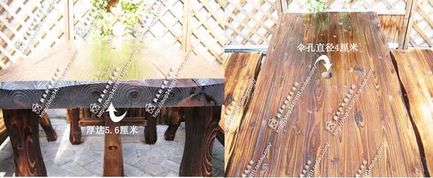 Nhà hàng gỗ carbon chống ăn mòn B & B farm bar bàn ghế bộ ngoài trời ban công sân vườn giải trí đồ gỗ rắn bàn ghế gỗ ngoài trời