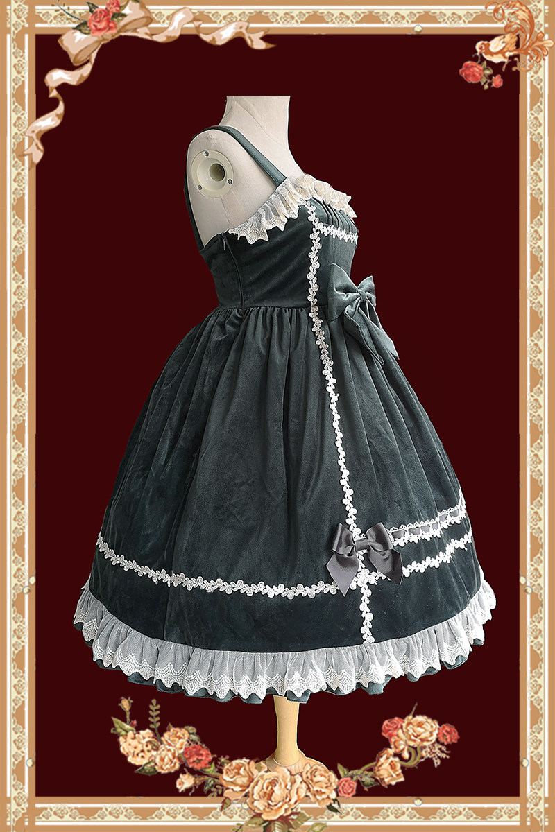 Стильные костюмы 【infanta.婴梵塔】lolita*蜜丝糖* 纯色天鹅绒jsk春秋连衣裙 Baby van Gogh Tower