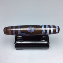 Tibetan high oil patinated three-eyed horseshoe pattern old dzi beads size 69 3x13 6mm material agate chalcedony