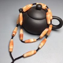Natural silk wrapped old agate necklace size 27 5x8 5mm material agate chalcedony creative gift