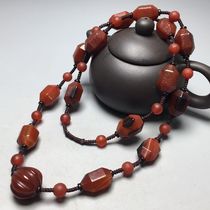 Natural silk-wrapped old agate necklace with high oil coating Size 19 3x12 9mm Material Agate Chalcedony