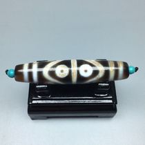 Tibetan high oil patinated eight-eye weathered old Dzi beads size 57 0x12 5mm material agate chalcedony