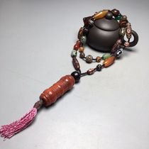 Natural silk-wrapped multi-treasure old agate necklace size 60 8x22 5mm material agate chalcedony precious
