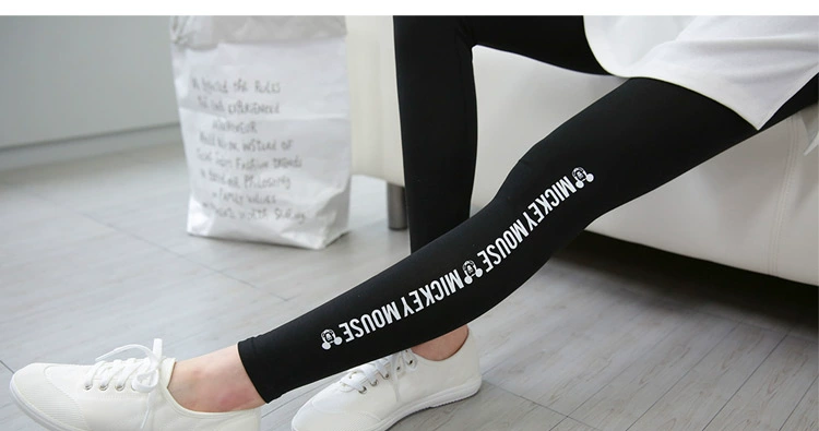 Quần legging mặc quần cotton mỏng, chân váy chữ cỡ lớn là quần thể thao mỏng màu đen mùa xuân và mùa thu Hàn Quốc