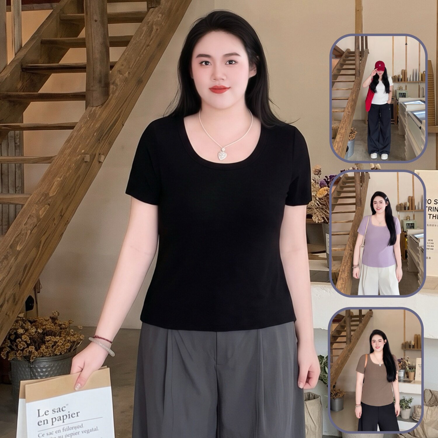 เสื้อยืดแขนสั้น ทรงสลิม สง่างาม สไตล์ฤดูร้อน สำหรับผู้หญิงไซส์พลัส Fenfan รุ่นใหม่ 2026 เสื้อแนวลำลองเรียบง่าย 13976F