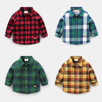 Boys  long-sleeved plaid shirt jacket Autumn spring and autumn childrens shirts Childrens baby childrens tops inch 1 year old 3 tide