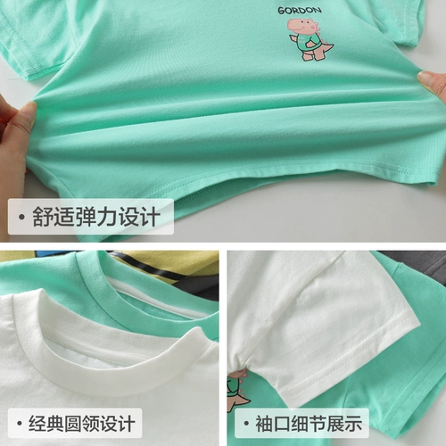 Хлопковая футболка с коротким рукавом для мальчиков, детская летняя летняя одежда, детская одежда