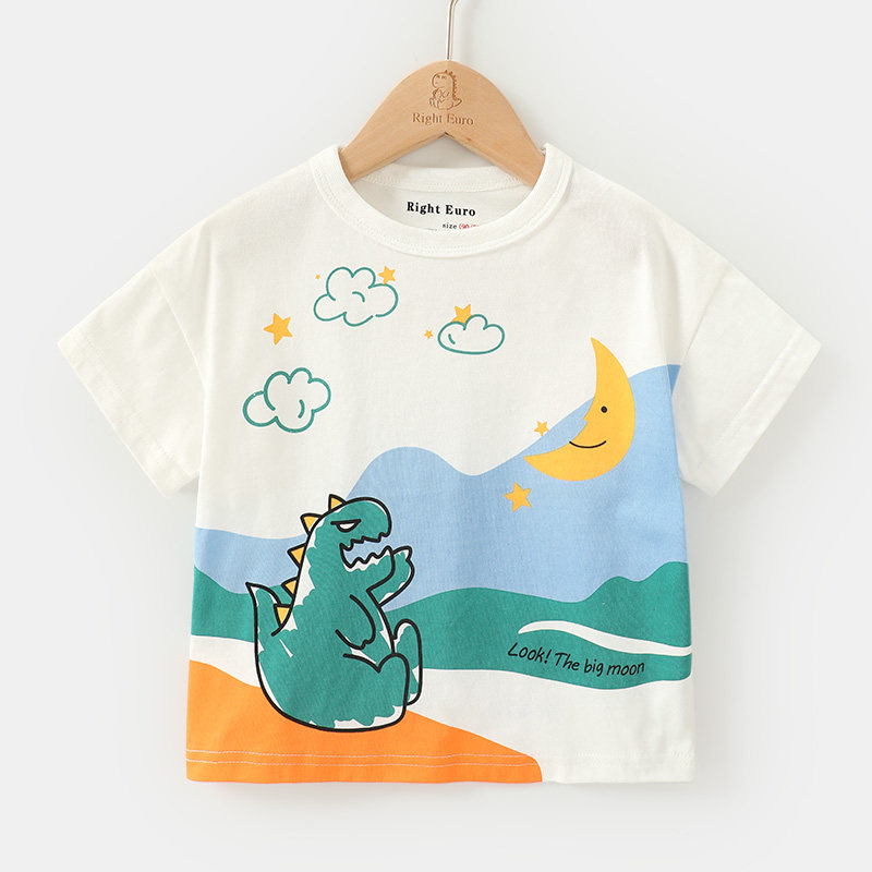 Boy short sleeve T-shirt summer fit summer children's baby baby 1 year old 3 children blouses with thin wave cards U12784