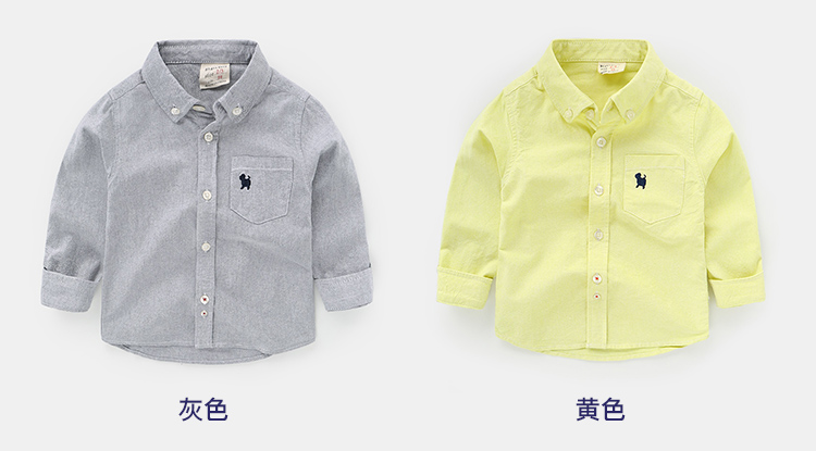 Trai cotton dài tay áo 2018 mới mùa xuân và mùa thu trẻ em quần áo trẻ em bé áo sơ mi trắng 1 năm tuổi 3 trẻ em của triều