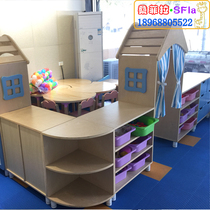 Kindergarten Mediterranean game area corner playground wooden childrens play area toy lockers qq
