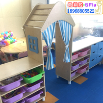Kindergarten Mediterranean entrance combination cabinet childrens wooden storage locker game area corner cabinet paint cabinet qq