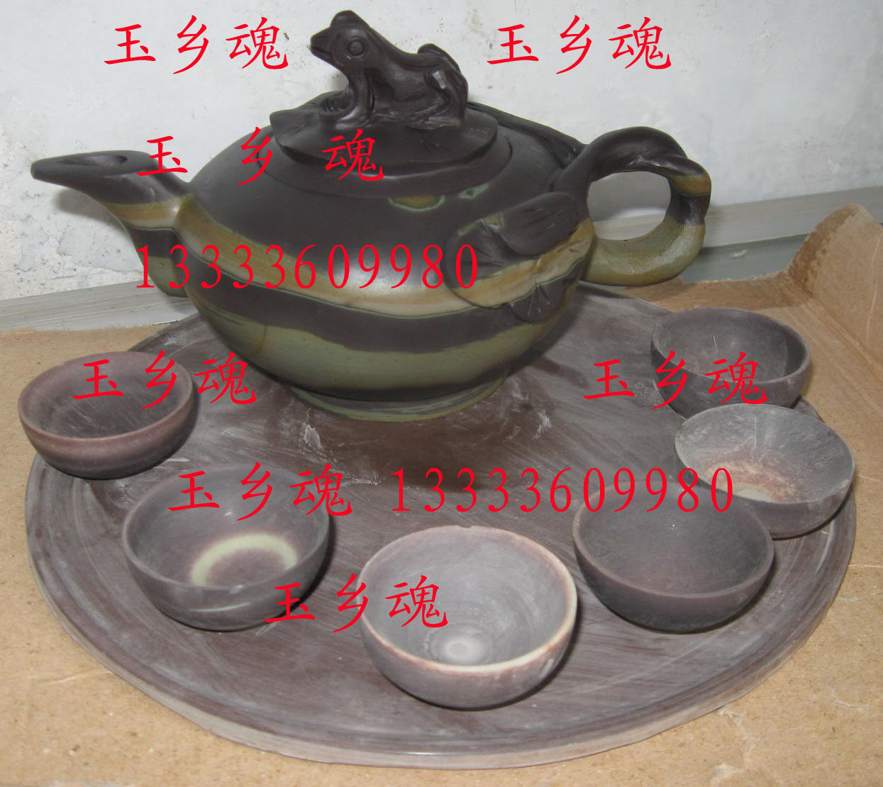 Bring three drill safeguard A*Natural purple jade pot*tea set*Golden toad*fine carving* brings a good life
