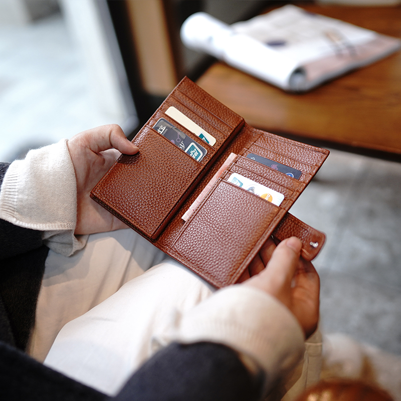 Clumsy hand for head layer of cow leather minimalist practical light and large capacity genuine leather multi-position card bag card holder