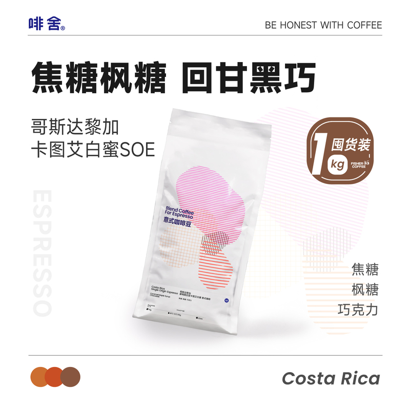 Fisher Costa Rica Tang Mayo Caturra White Honey Processed Soe Italian Coffee Beans 1kg