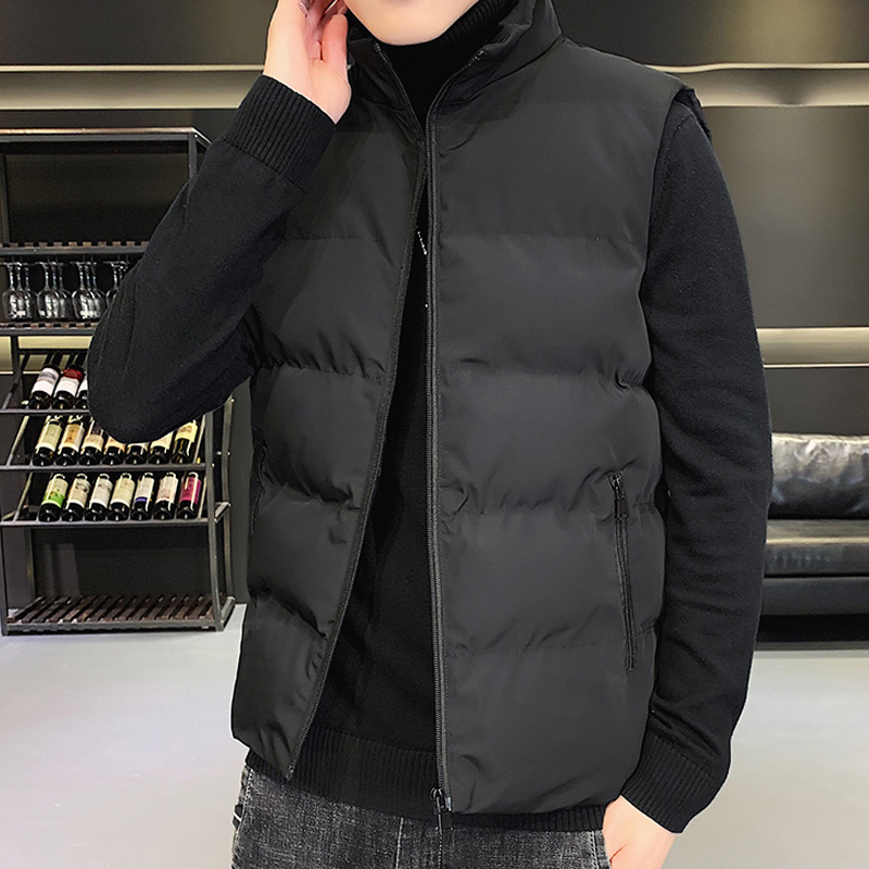 Cotton clothes horse chia men's Korean version trendy autumn winter upright collar down cotton minimalist Thickened Kan Shoulder manclamp Guys jacket