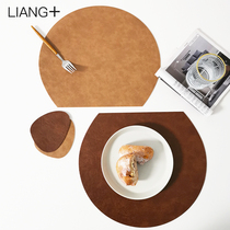 Nordic leather placemats semi-circular waterproof and oil-proof insulation pads household washing placemats disposable PVC anti-scalding table pads high resistance