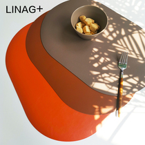Leather placemats new Chinese-style household oval heat-insulating western meal mats outdoor waterproof and oil-proof Nordic style anti-scalding table mat