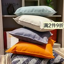 Leather pillow rectangular simulation leather Nordic pillow cover car upper waist cushion living room sofa waist pillow high-end simple waterproof