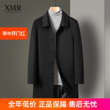 High end pure wool coat for men's mid length winter thick woolen coat