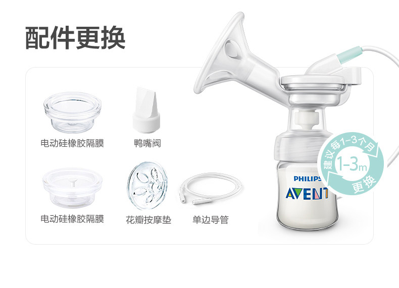 飞利浦新安怡正品电动手动两用吸奶器低音便携单边按摩挤奶吸乳器 — 31