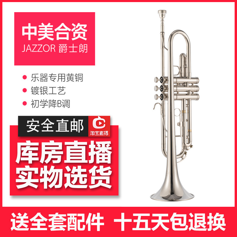 Jazz Lang Trumpet Instrument Beginner Exam Grade Playing Instrument B-key JZTR-300N Wind Music Silver Plated Trumpet