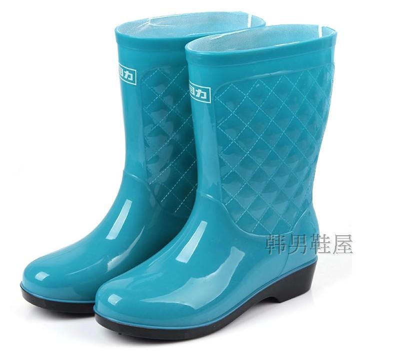 Kéo lại đi mưa ủng nữ đích thực mùa thu ống thời trang kéo lại giày nước cộng với nhung mưa ủng nữ chống trượt cao su giày ủng đi mưa