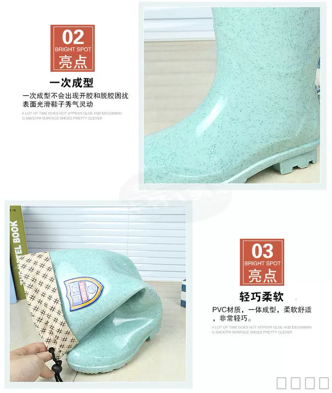 Giày cao gót chống mưa ống cao nữ mùa thu mưa cho người lớn Phiên bản Hàn Quốc của giày ống nước chống trượt cộng với giày nhung nước đế bằng giày cao gót nữ