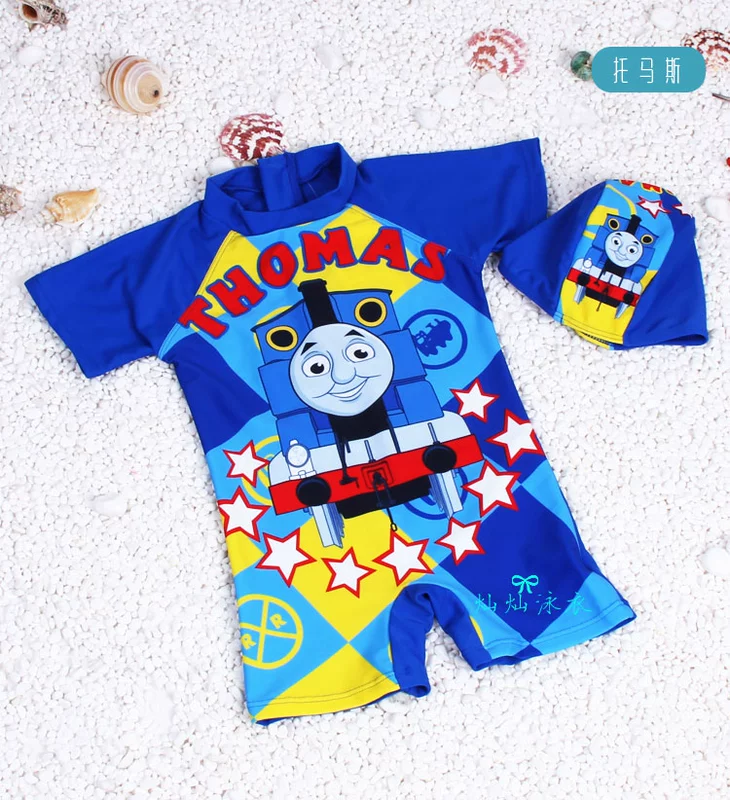 Áo tắm trẻ em của trẻ em dính liền trẻ em vừa và nhỏ Thomas Superman Ultraman Spiderman Spa nhanh khô Set