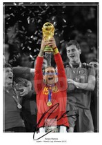 #Spains Ramos holding cup signature photo Sergio Ramos attached to photo frame